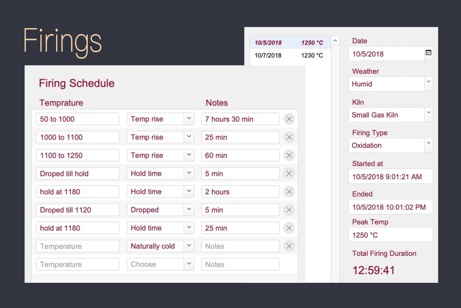 Firing schedule saving system